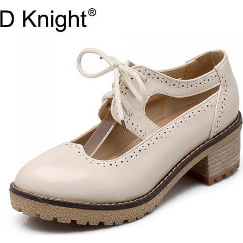 Plus Size 34-43 Retro Oxfords for Women Casual Lace Up Shoes Woman Spring Autumn Summer Shoes Off White Black Flats With Oxfords