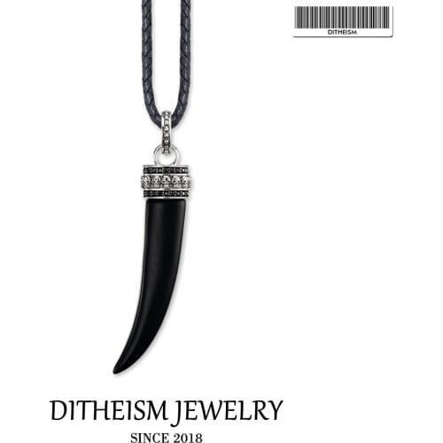 Leather Rope Necklace Tiger Tooth, 2018 New Fashion 925 Sterling Silver Jewelry European Punk Gift For Men Women Boy Girls