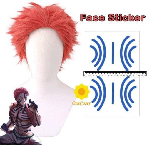 Anime Demon Slayer Akaza Cosplay Wig Kimetsu no Yaiba Mugen Train Short Hair Tattoo Stickers Synthetic + Wig Cap Halloween