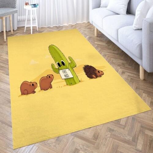 Cactus Hugs Carpet for Living Room 3D Anime Cartoon Rug Gamer Teen Room Bedside Lounge Rug Kids Children Floor Mats