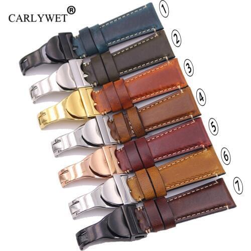CARLYWET 20 22mm Durable Real Leather Replacement Wrist Watch Band Strap Belt Bracelet For Tudor Seiko Rolex Omega