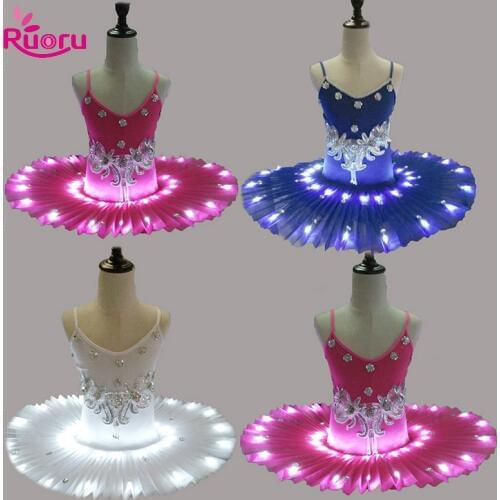 Ruoru Professional Led Ballet Tutu for Child Children Ballerina Dress Kids Girls Ballet Dress Costume Swan Lake Party DanceWear