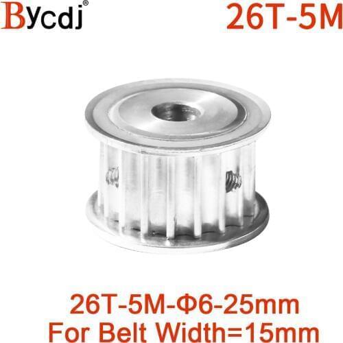 26Teeth HTD5M Synchronous Timing Pulley Bore6/6.35/8/10/12/14/15/16/17/18/19/20/22mmfor Width=15mm KeywayTiming Pulley AF5M 26T