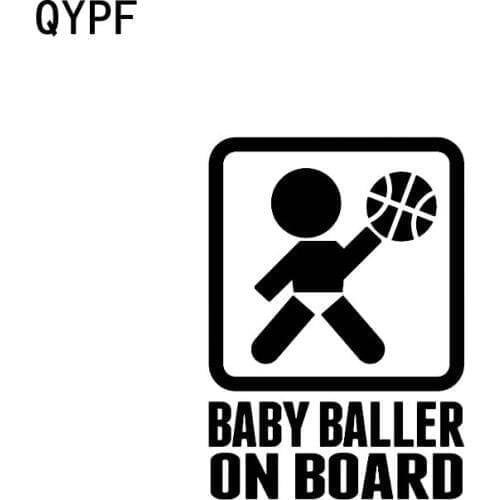 QYPF 11.2CM*15.2CM BABY BALLER ON BOARD Funny Car Vinyl Sticker Decals Black Sliver C14-0171