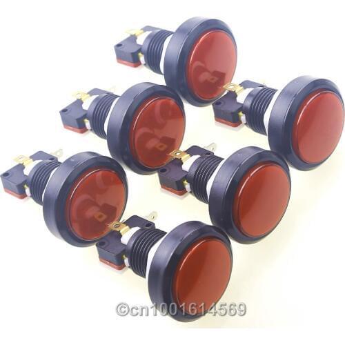 Reyann 6x 46mm LED Lamp Illuminated Large Buttons To Arcade Machine Games DIY Part MAME Game & Classic Video Games - Red Color