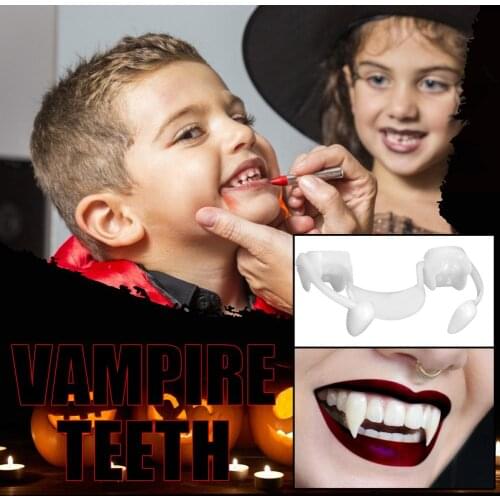 Halloween Decoration Vampire Teeth Retractable Zombie Teeth Safety Soft Silicone Vampire Fangs Horror Bloody Vampire Party Decor