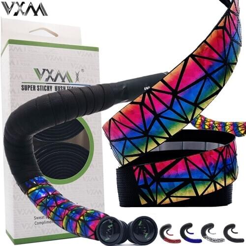 VXM Road Bike Handlebar Tape EVA PU Bicycle Bar Tape Colorful 3D Reflective Color Changing Strap Tape Damping Anti-Vibration