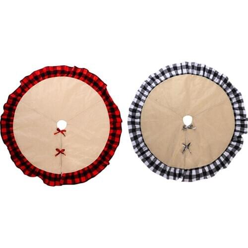 Christmas Tree Skirt Thick Linen Easy Setup Tree Mat for Holiday Party Decoration