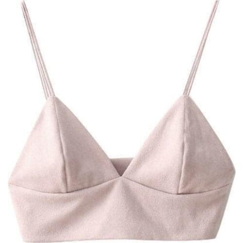 Top Summer Sexy Pink Striped Suede Camisole Casual Small V-neck Sling Tees Shirt Female Velvet Backless Frenulum Camisole Vest