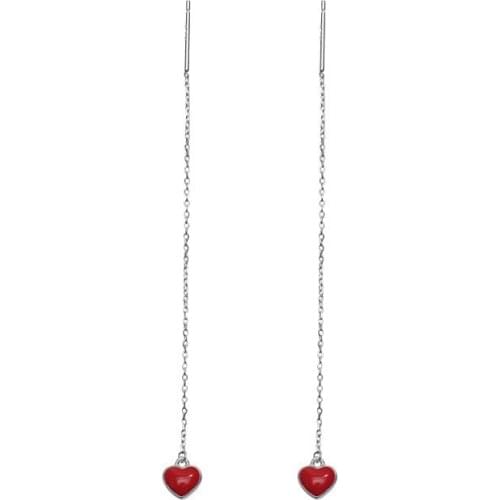 2019 Korean New Elegant Asymmetric Long Earrings For Women Ear Line Drop Pendientes Love Drops Oil Ear Line Earings For Women