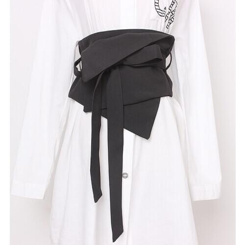 Womens runway fashion black fabric Cummerbunds female Dress Corsets Waistband Belts decoration wide belt TB1267