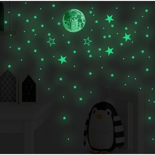 Zollor 127PCS Luminous Stars Planet Wall Sticker Bedroom Childrens room Fluorescent Self-adhesive Creative Decoration Stickers
