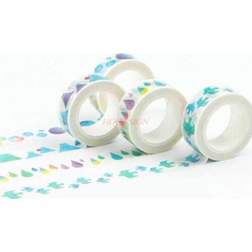 1pcs Watercolor and paper tape thousands of paper cranes flying birds starry sky love drops Fuji mountain hand account tear tape