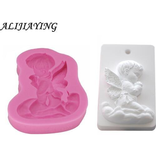 1Pcs DIY Soap Silicone Mold Handmade Angel Boy Kitchen Making Breakfast Cake Pastry Pattern Making Cake decorating tool D0219