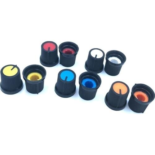 10pcs 5color each 2pcs AG3 Micro Switch Cap WH148 Plastic Knob Plum Handle 15X17mm Handle 6MM Potentiometer Power Amplifier Caps