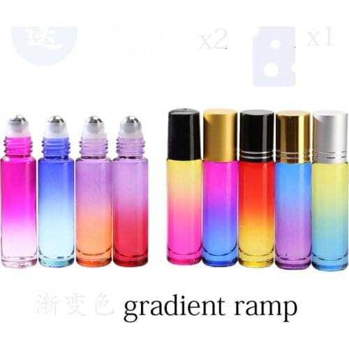 100pcs 10ml rolling bead bottle Gradient color perfume essence lotion bead glass bottle transparent container
