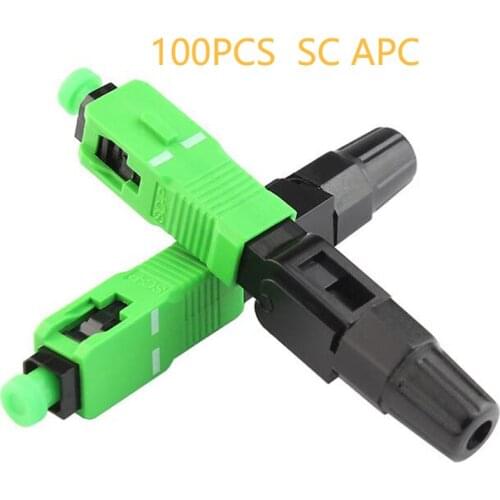 100PCS/box FTTH SC APC single-mode fiber optic SC APC quick connector SC APC FTTH Fiber Optic Fast Connector Free shipping