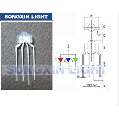 1000PCS 3mm RGB led diffused 4-PIN multicolor dip led 2.6*3.5*6.5mm common anode full color light diode For Keyboard