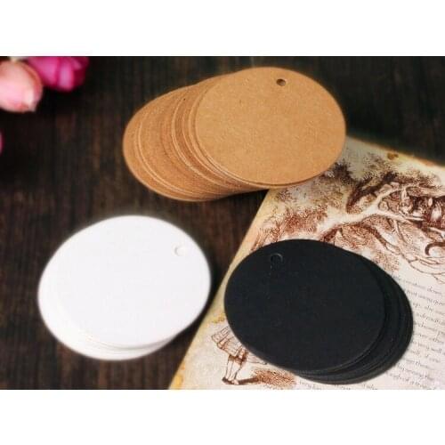 300pcs 5*5cm kraft paper label small round blank tag bookmarks gift card tag chocolate packaging bottle