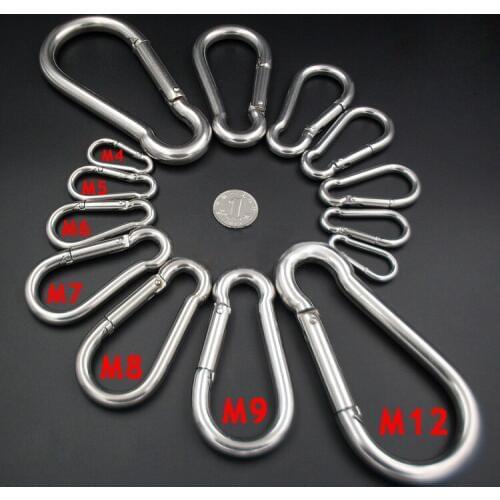 304 Spring Buckle snap hooks casting 40 50 60 70 80 90 100 120 140 mm Length Spring Buckle safty rock Climbing Chain key No2