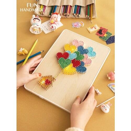 3D DIY Yarn Painting Nail String Art Kit Star Moon Balloon Cloud Winding Drawing Painting Home Kawaii Wall Decor ​Gift