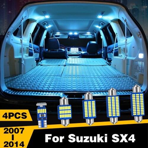 4 Pcs LED Car Styling Interior Dome Reading Light Roof Lamp Accessories For Suzuki SX4 2007 2008 2009 2010 2011 2012 2013 2014