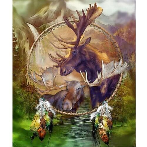 Moose diamond painting deer full drill animals dimond embroidery art rhinestone mosaic drawing pictures decor gift dream catcher