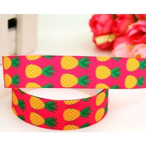 7/8'' Free shipping pineapple printed grosgrain ribbon headwear hair bow diy party decoration wholesale OEM 22mm B1404
