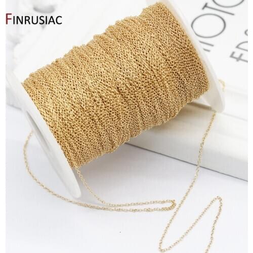 14K Real Gold Plated 1.3mm Thin Chain For DIY Jewelry Making, Wholesale Brass Chains Accessories Findings