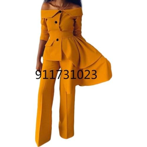 Two 2 Piece Set African Clothes for Women Party Dresses 2021 Summer Suits Irregular Dress Tops + Pants Sets Vetement Femme 2021