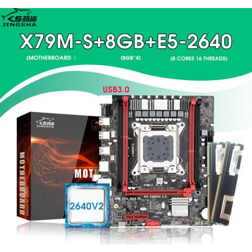 JINGSHA X79 m-s 3.0 chipset motherboard Xeon E5 2640 LGA 2011 2Pcs x 4GB= 8GB 1333 DDR3 ECC REG memory SATA 3.0 M.2 SSD M-ATX