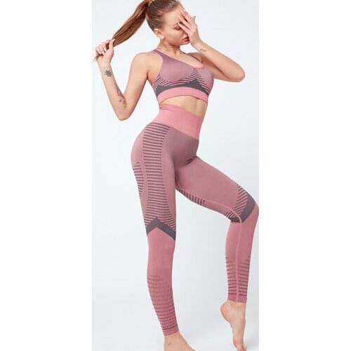 Workout Outfits for Women 2 Piece Sets, High Waisted Leggings Top Bra Set, Fitness Gym Suit Set