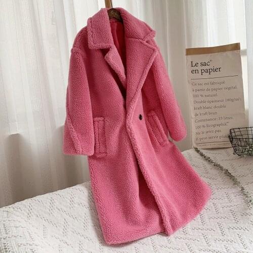 2020 Winter New Women Elegant Solid Buttons Long Style Faux Fur Jacket Thicken Warm Female Overcoat D027