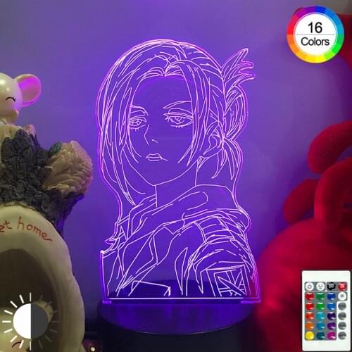 3D LED Lamp Anime Attack on Titan Annie Leonhart Home Dress Remote Desktop Child Small Night Light Gifts for Friends