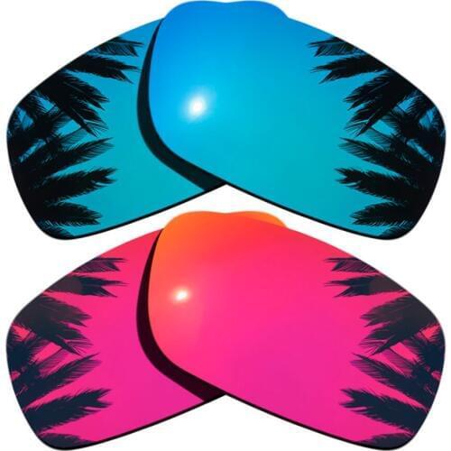 Ice Blue Mirrored+Midnight Sun Mirrored Coating) 2-Pairs Polarized Replacement Lenses for Crankshaft 100% UVA & UVB Protection