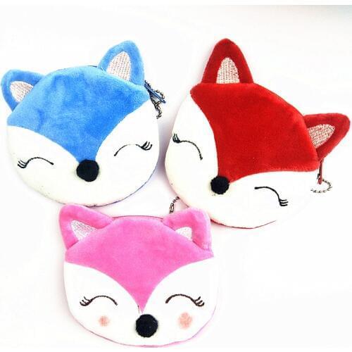 M307 Cute Women Purses Plush Fox Cartoon Coin Purse Wallet Bag Girl Student Gift Wholesale