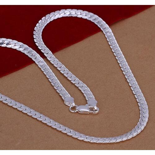 5mm Mens 20 "M925 Sterling Silver color Snake Chain Necklace N130 For Christmas Gift