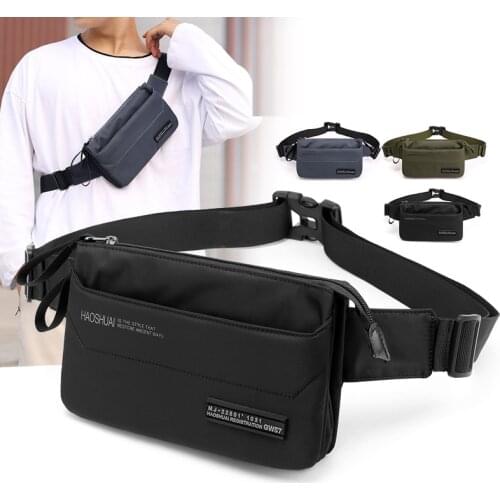 Men Nylon Fanny Pack Hip Bum Bag Running Multi-Pocket Fashion Sling Messenger Chest Pack Male Belt Waist Jogging Bags