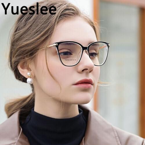 46956 Plastic Titanium Cat Eye Glasses Frame Men Women Optical Fashion Anti Blue Computer Eyeglasses