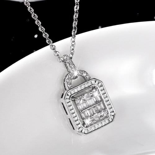 Huitan Delicate Lock Pendant Necklace for Women Silver Color Accessories Fashion Versatile Bridal Wedding Necklace Trend Jewelry