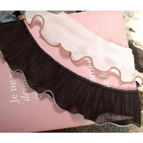 2Meters Pleated Lace Trim White Black Chiffon Collar Dress Sewing trimmings Accessories Garments Home textile Decorations DIY