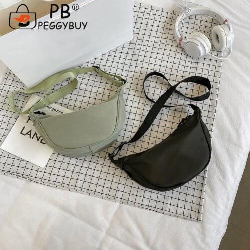 Casual Pure Color Chain Handbag Women PU Leather Solid Color Canvas Crossbody Bag Fashion Small Chest Shoulder Bags