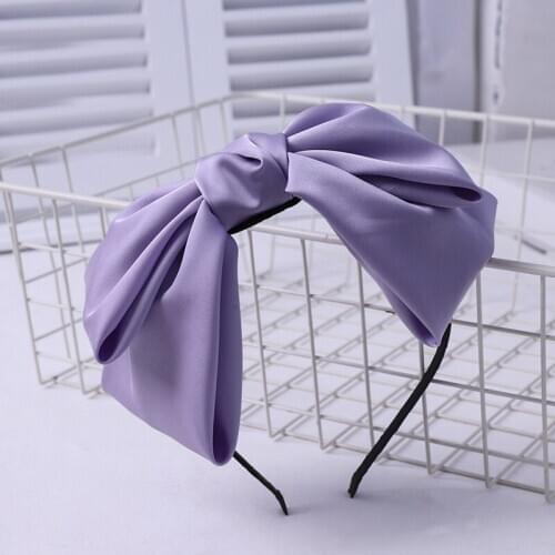 1PC High Quatity Solid Satin Bowknot Women Big Barrette Bow Headband Teen Girls Hairband Knotted Lady Hair Accessories Headwear