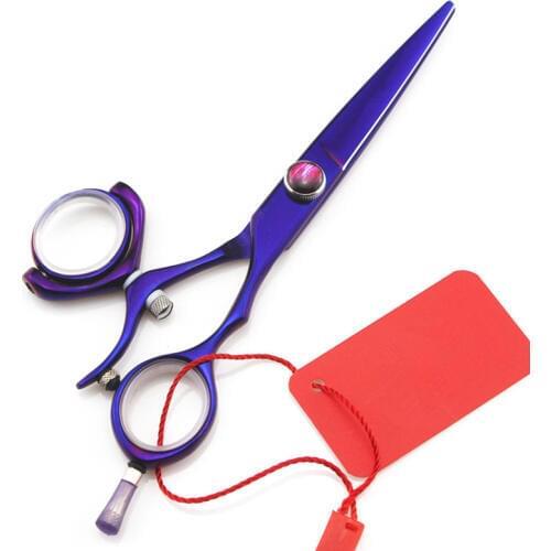 Upscale professional japan 440c steel 5.5 inch Fly Rotate purple cut hair scissors cutting barber shears hairdressing scissors