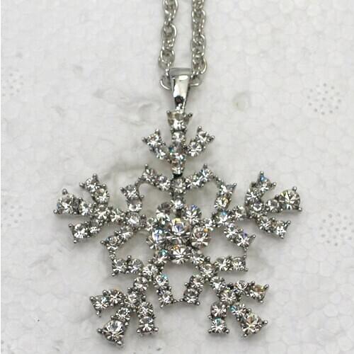 Clear Rhinestone Snowflake Pendant Necklace Chain jewelry F088 A