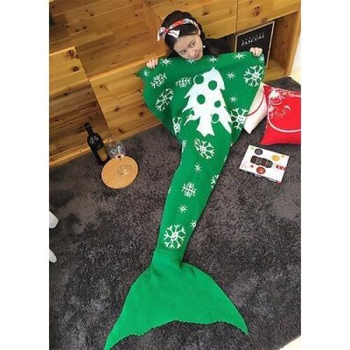 Christmas Decor Mermaid Tail Handmade Crocheted Sofa Blankets Quilt Rug Knit winter warm home blanket