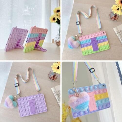 Cartoon Kids Silicon Tablet Case For IPad Pro 10.5 11 7th 8th 10.2 Mini 5 Air 2 3 4 10.9 2020 5 6th 9.7 2017 2018 Cover + Strap