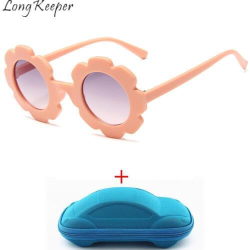 Long Keeper Sunglasses Kid Girl Boy Children Flower Sun Glasses With Case PC Frame Clear Len UV400 Protection Eyeglasses Eyewear