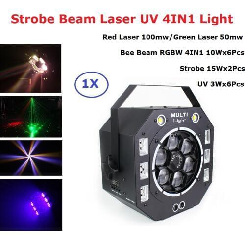 LED Laser Strobe Beam UV 4IN1 Light DMX512 Stage Effect Lights Good For DJ Disco Birthday Party Wedding Decoration Clubs And Bar