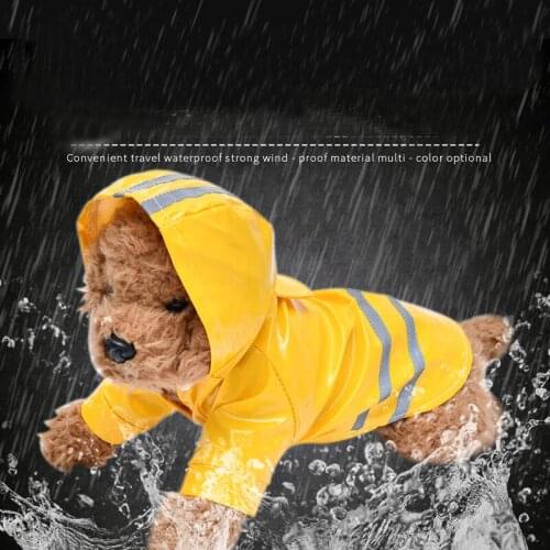 Summer Outdoor Dog Raincoat Reflective PU Puppy Pet Rain Coat Hoody Waterproof Jackets for Dogs Cats Apparel Clothes